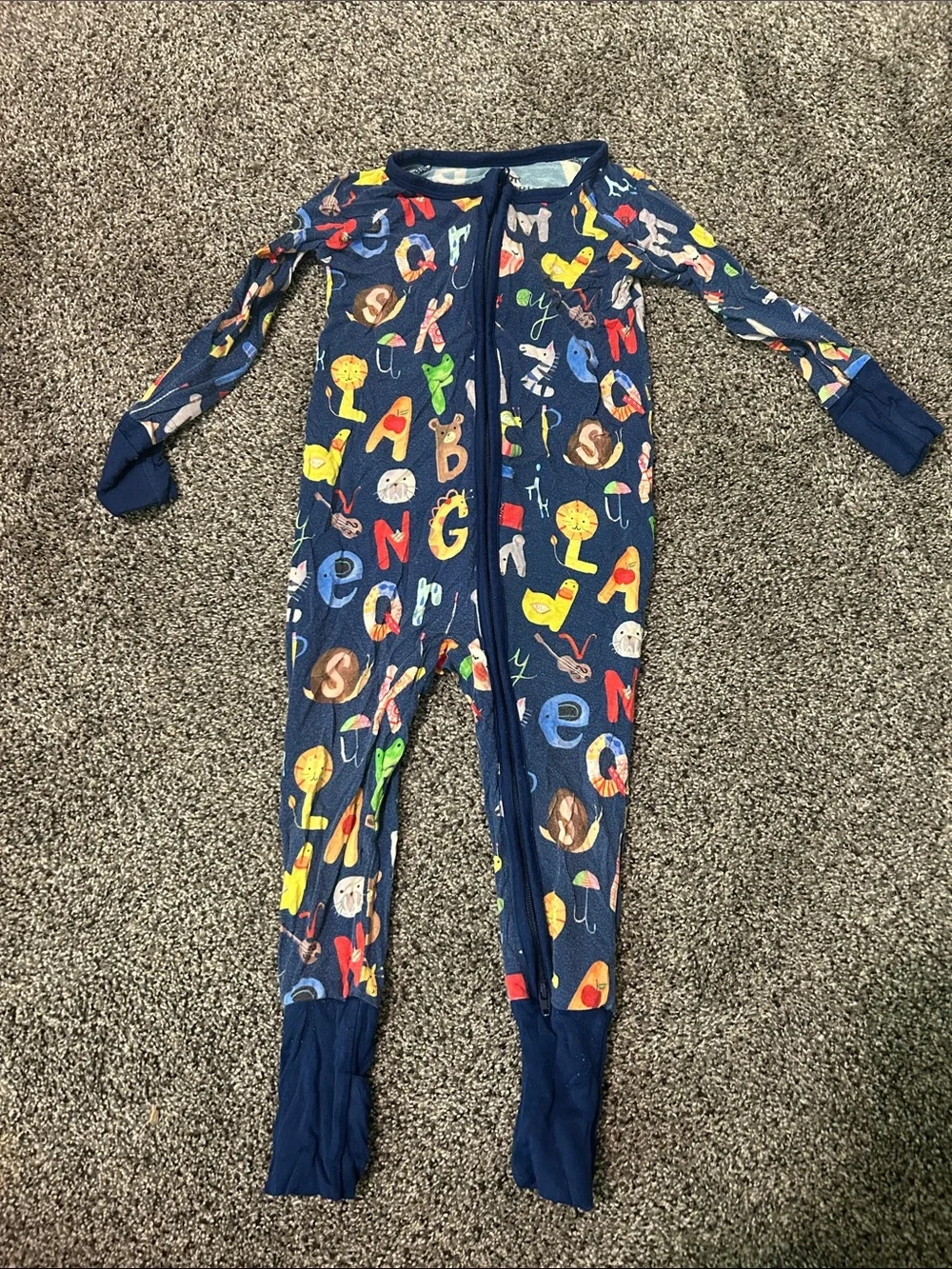 Little Sleepies Navy Alphabet Print One-Piece Pajamas